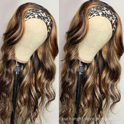 Highlight Headband Human Hair Wigs Straight Malaysia Hair Wigs For Black Women Ombre Colored Human Hair Wigs Remy